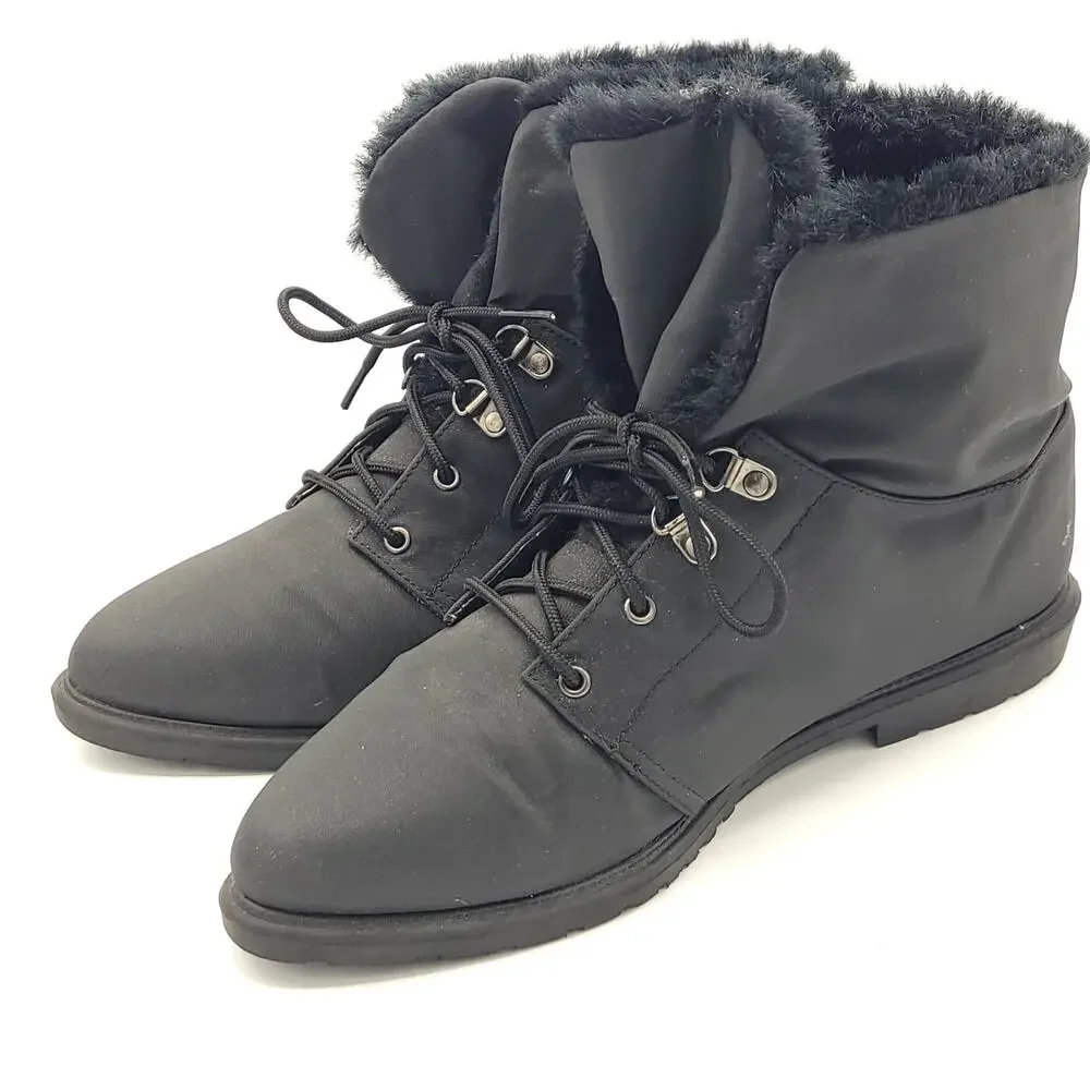 Danexx Thermolite Black Silktex Fur Lined Cozy boots women's size 10
